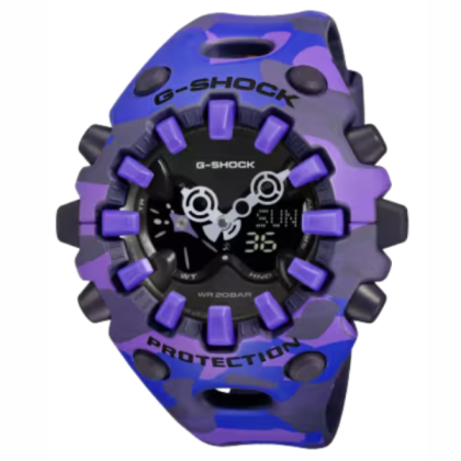 CASIO G-SHOCK BOLD CAMO SERIES GA-V01CMG-6A PURPLE STRAP ANLOG-DIGITAL MEN WATCH